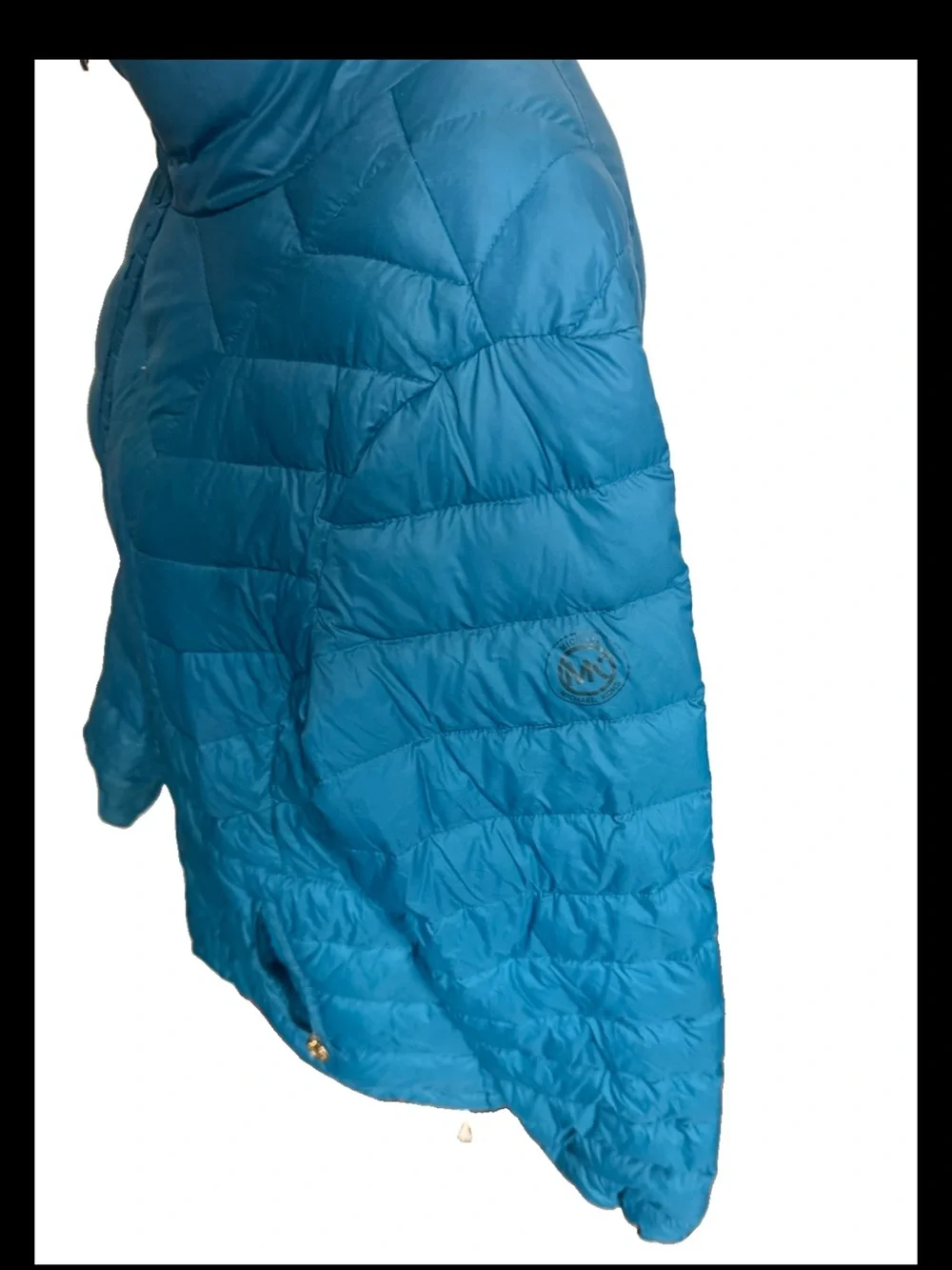 Michael Kors Teal Quilted Packable Down Puffer Hooded Jacket  Size XL